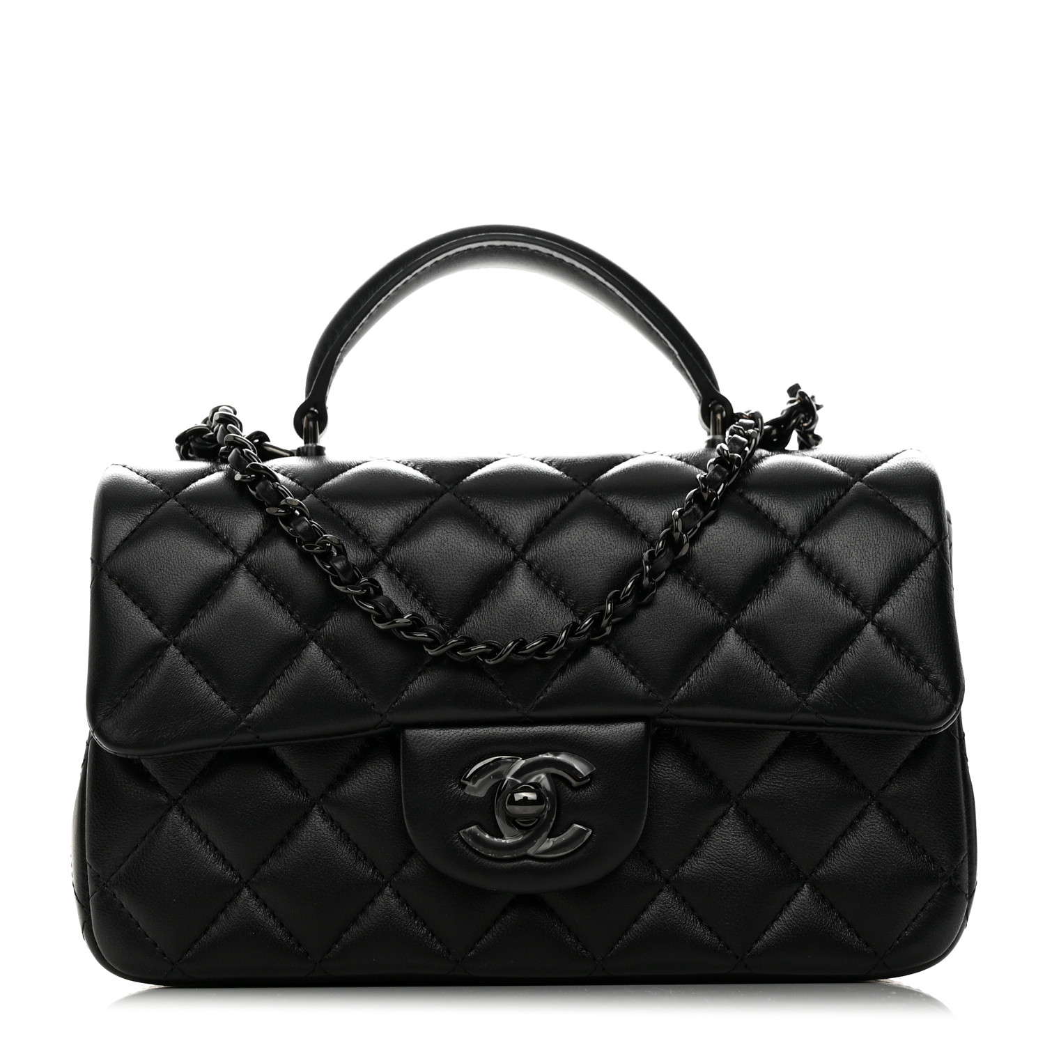 Chanel Mini Top Handle Rectangular Flap So Black