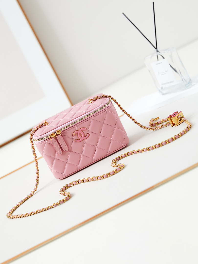 Chanel AP3940 Clutch With Chain Lambskin Vanity Box Bag Pink