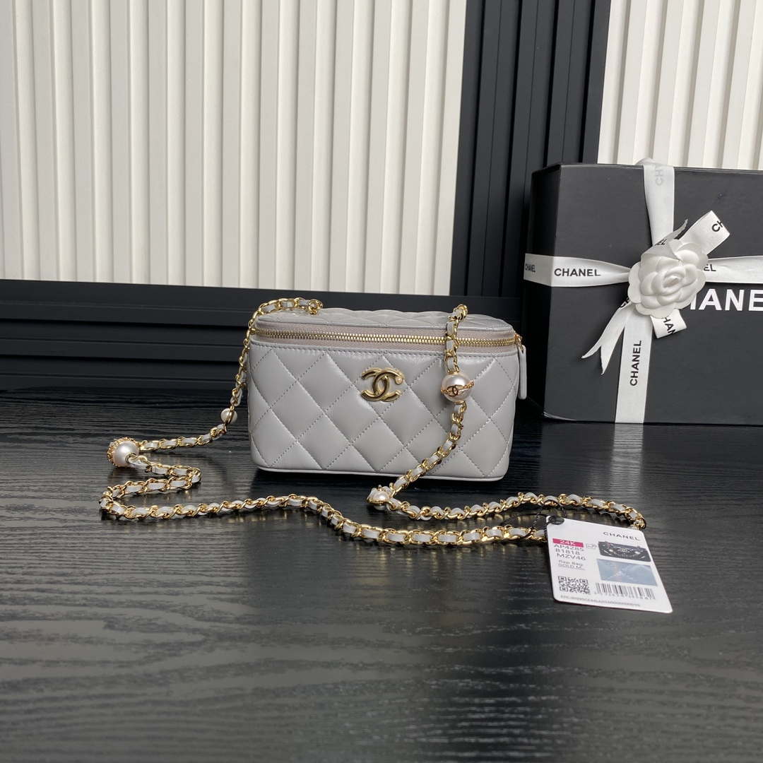 Chanel AP4285 Clutch Pearl with Chain Vanity Box Bag Gray