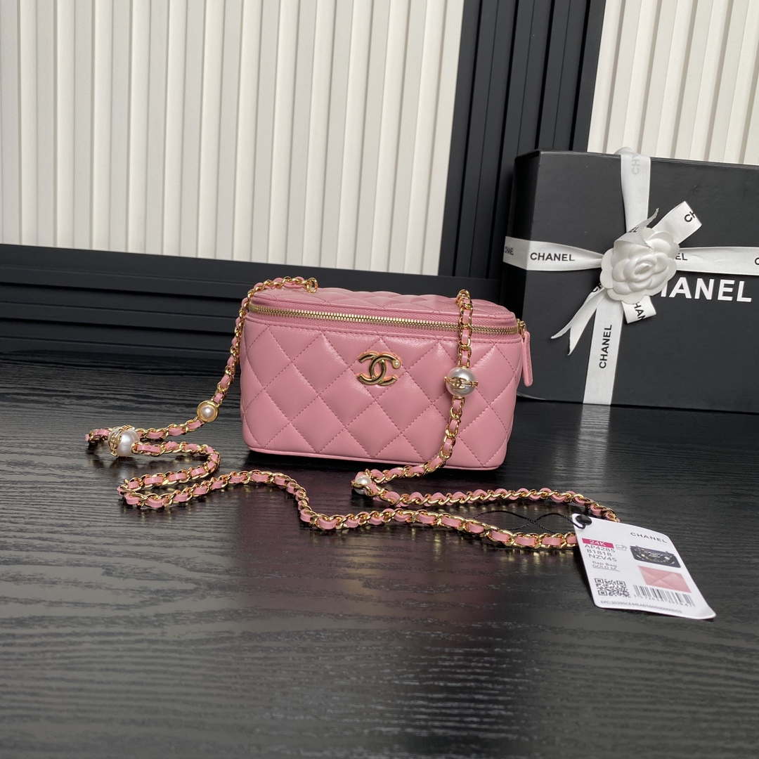 Chanel AP4285 Clutch Pearl with Chain Vanity Box Bag Pink