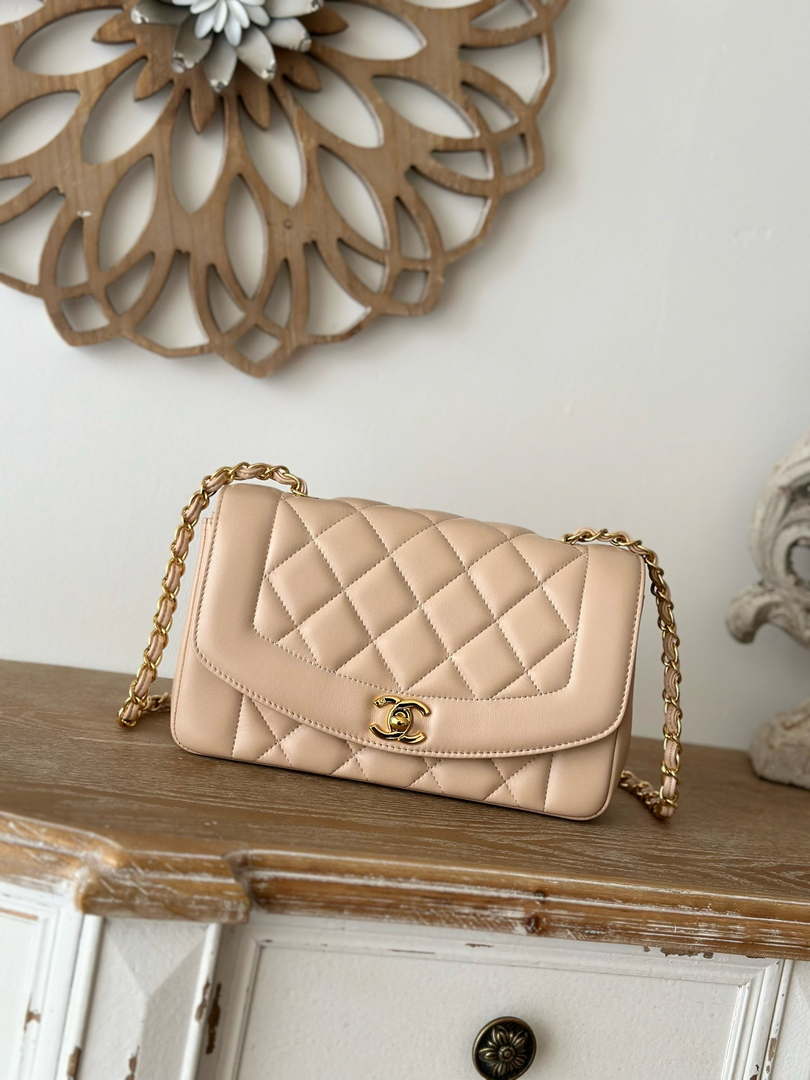 Chanel AS2221 Flap Bag with Chain Calfskin Apricot