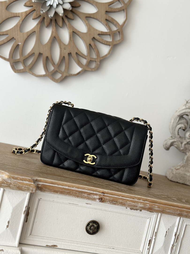 Chanel AS2221 Flap Bag with Chain Calfskin Black