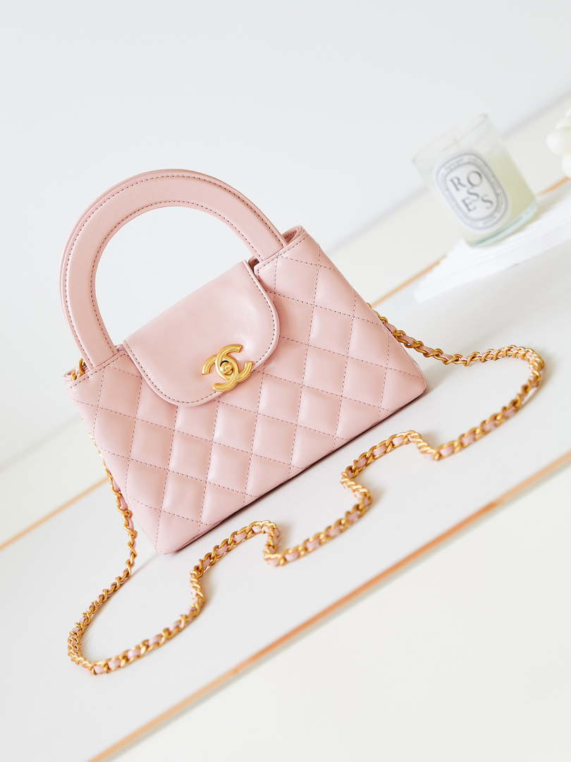 Chanel AS4416 Mini Shopping Bag Shiny Aged Calfskin Light Pink