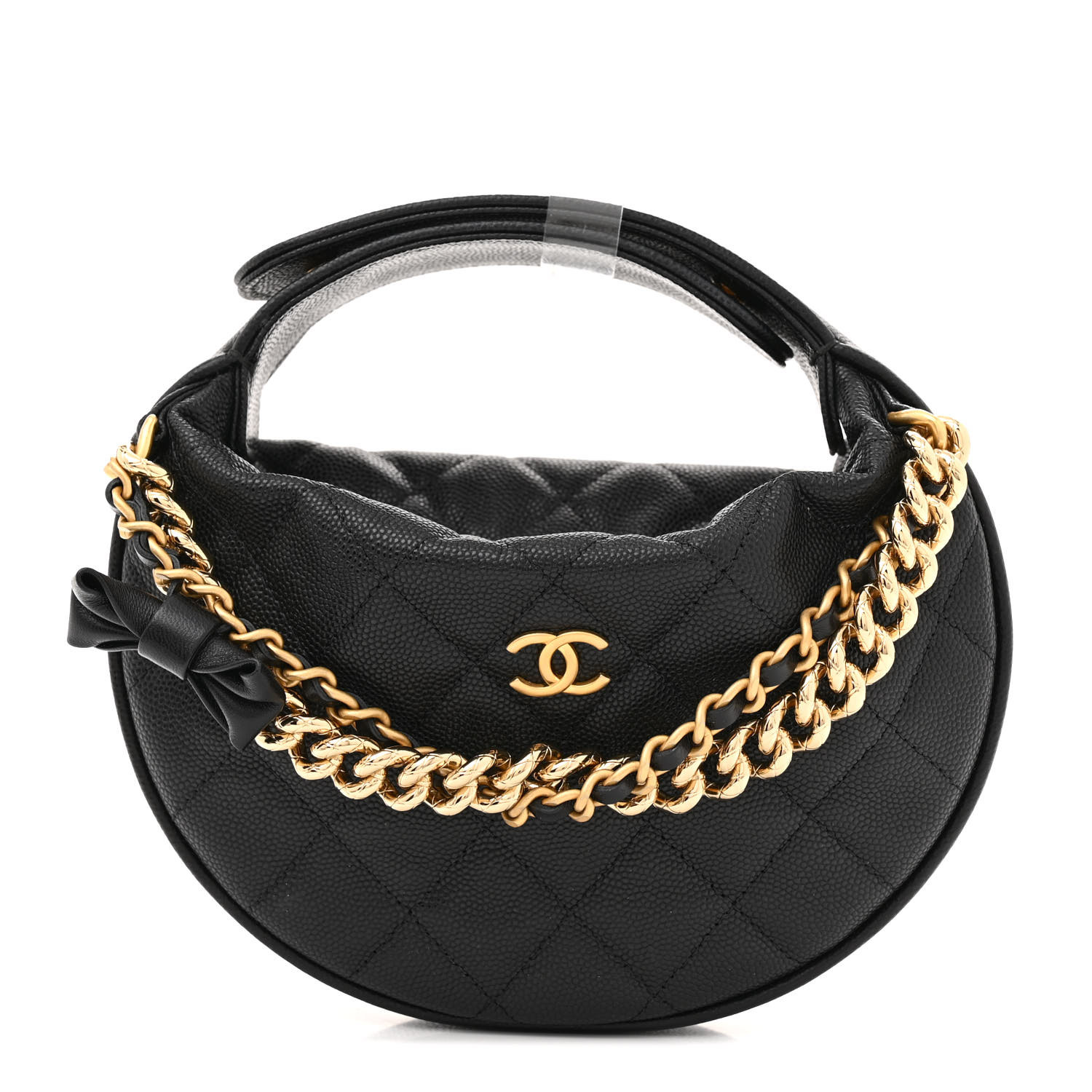 Chanel Bow Pouch Hobo Black