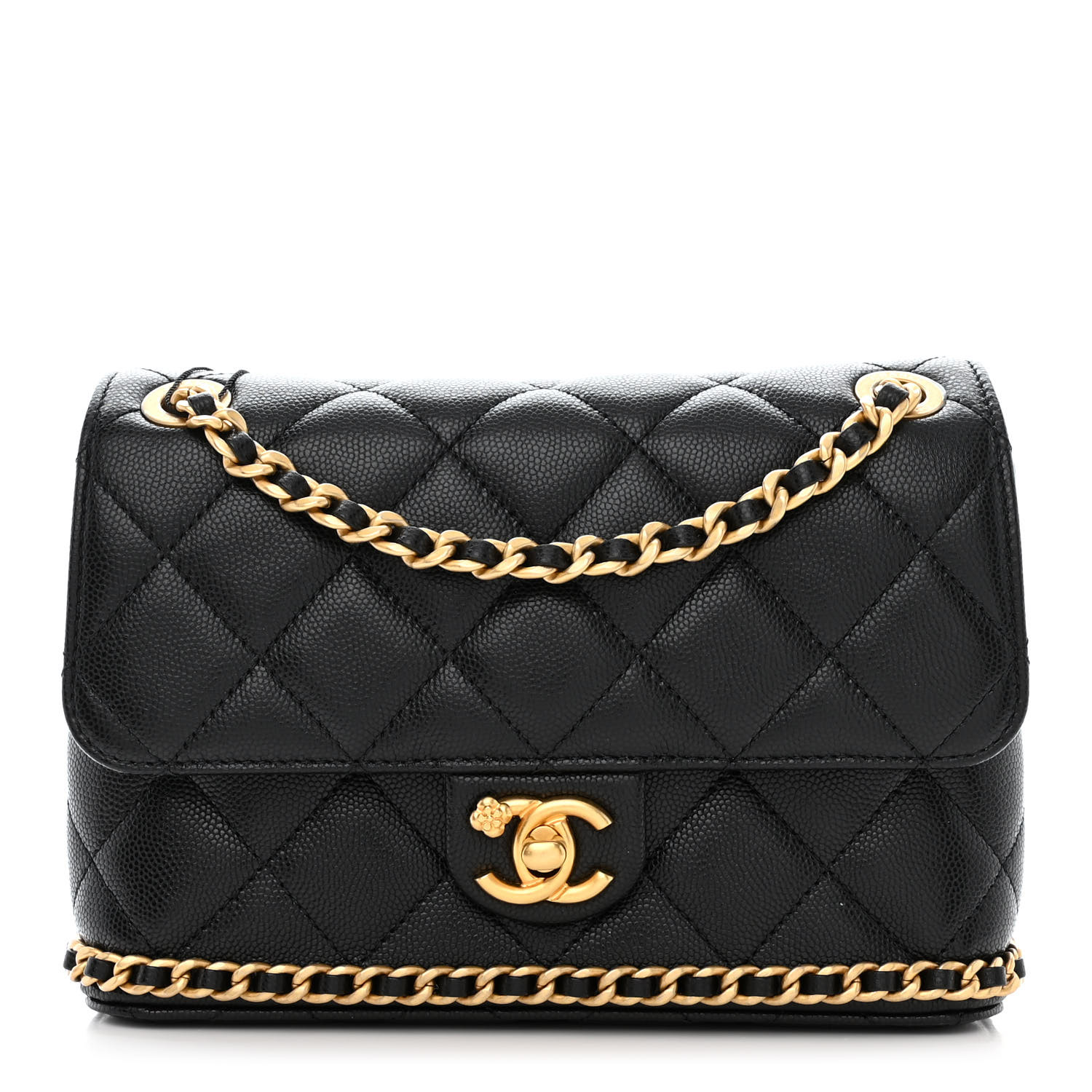 Chanel Camellia Chain Around Flap Black