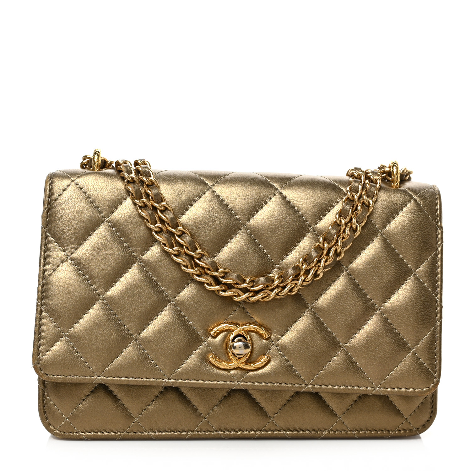 Chanel CC Wallet On Chain WOC Gold