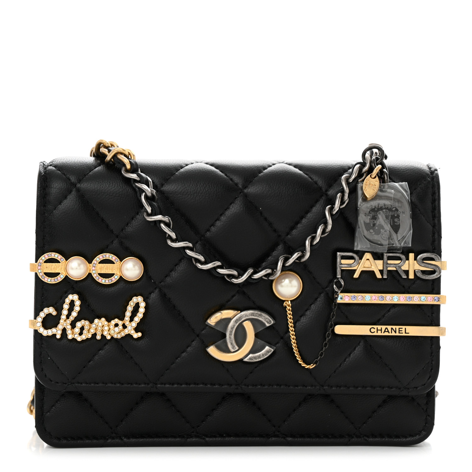 Chanel Coco Clips Mini Wallet On Chain WOC Black