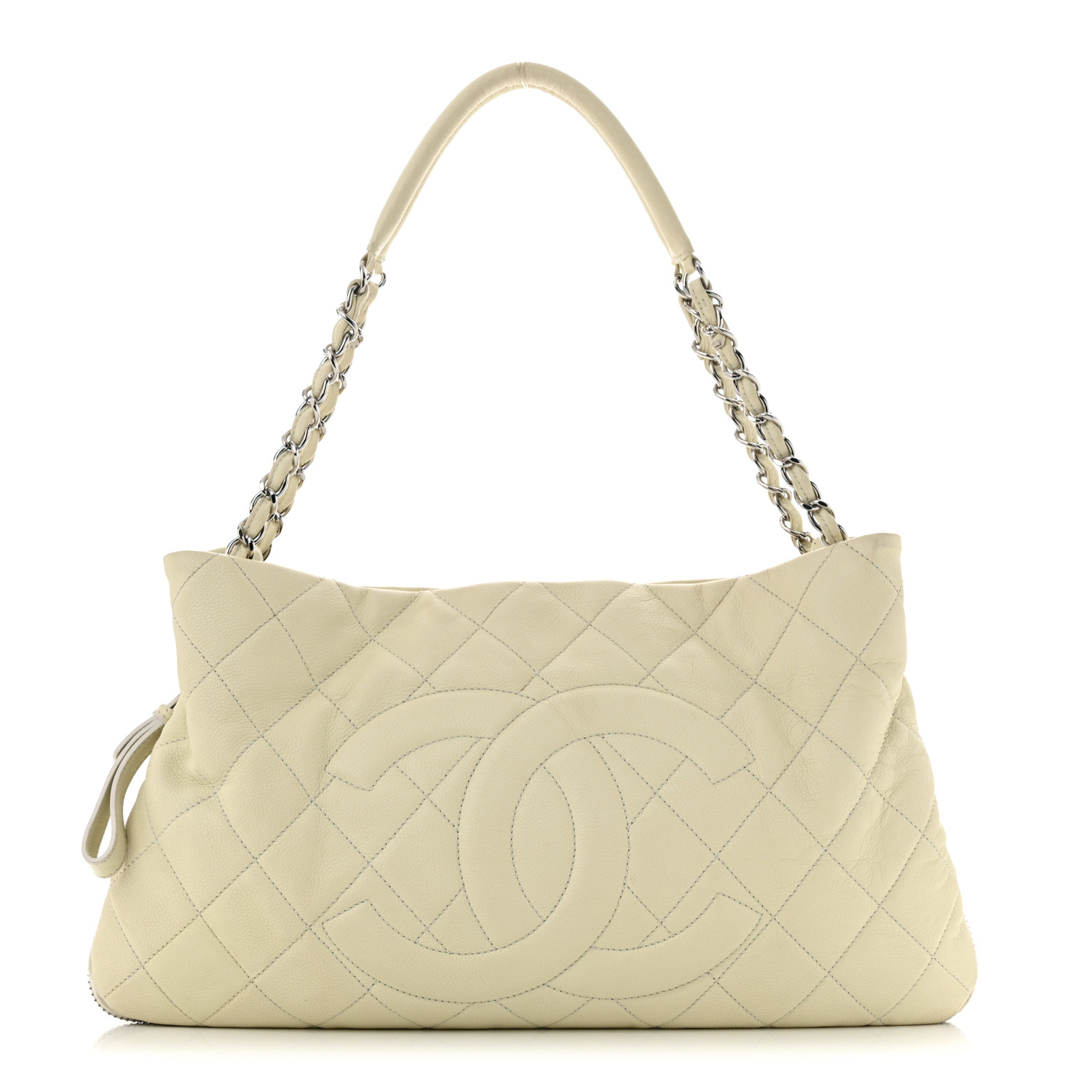 Chanel Expandable Zip Shoulder Bag White