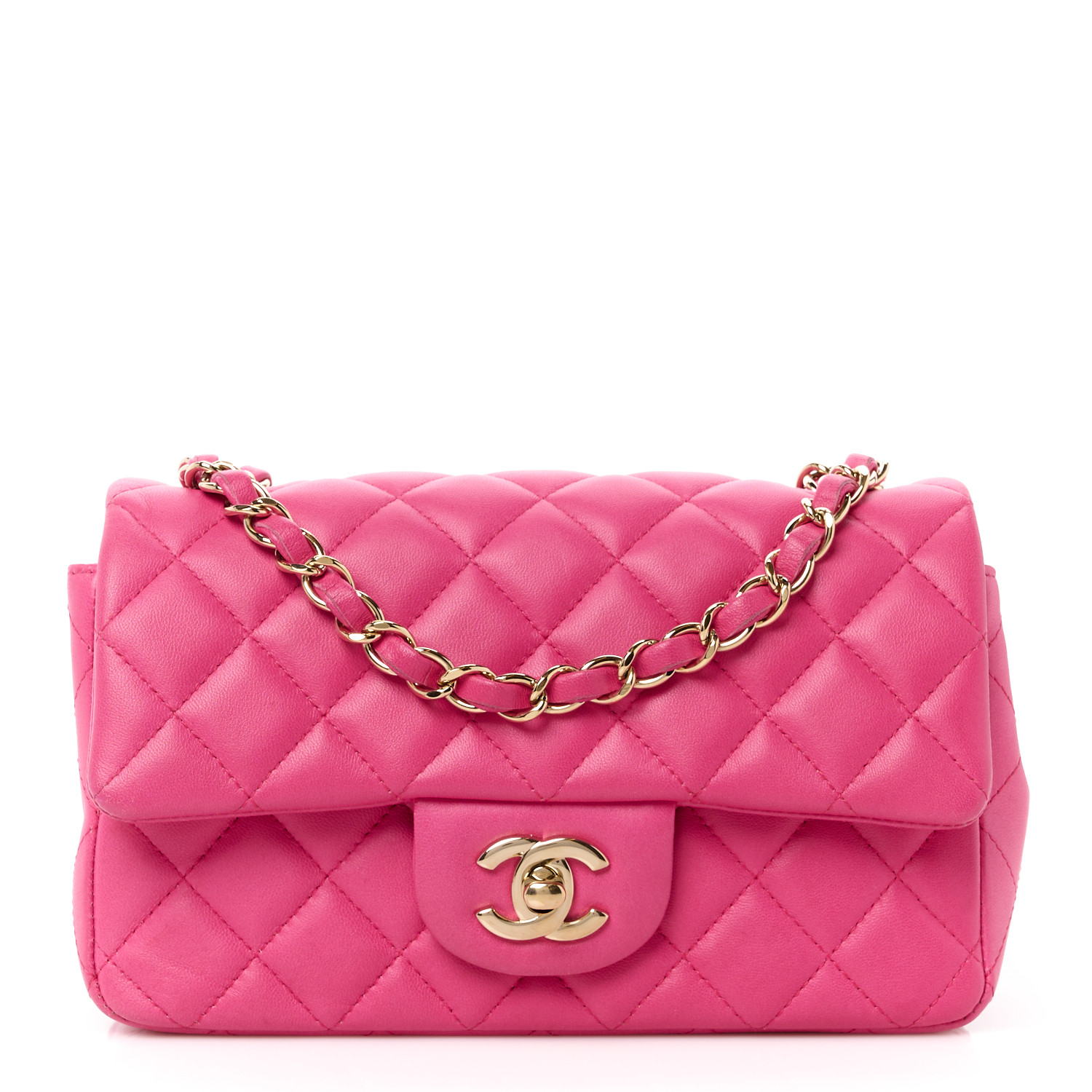 Chanel Lambskin Mini Rectangular Flap Fuchsia