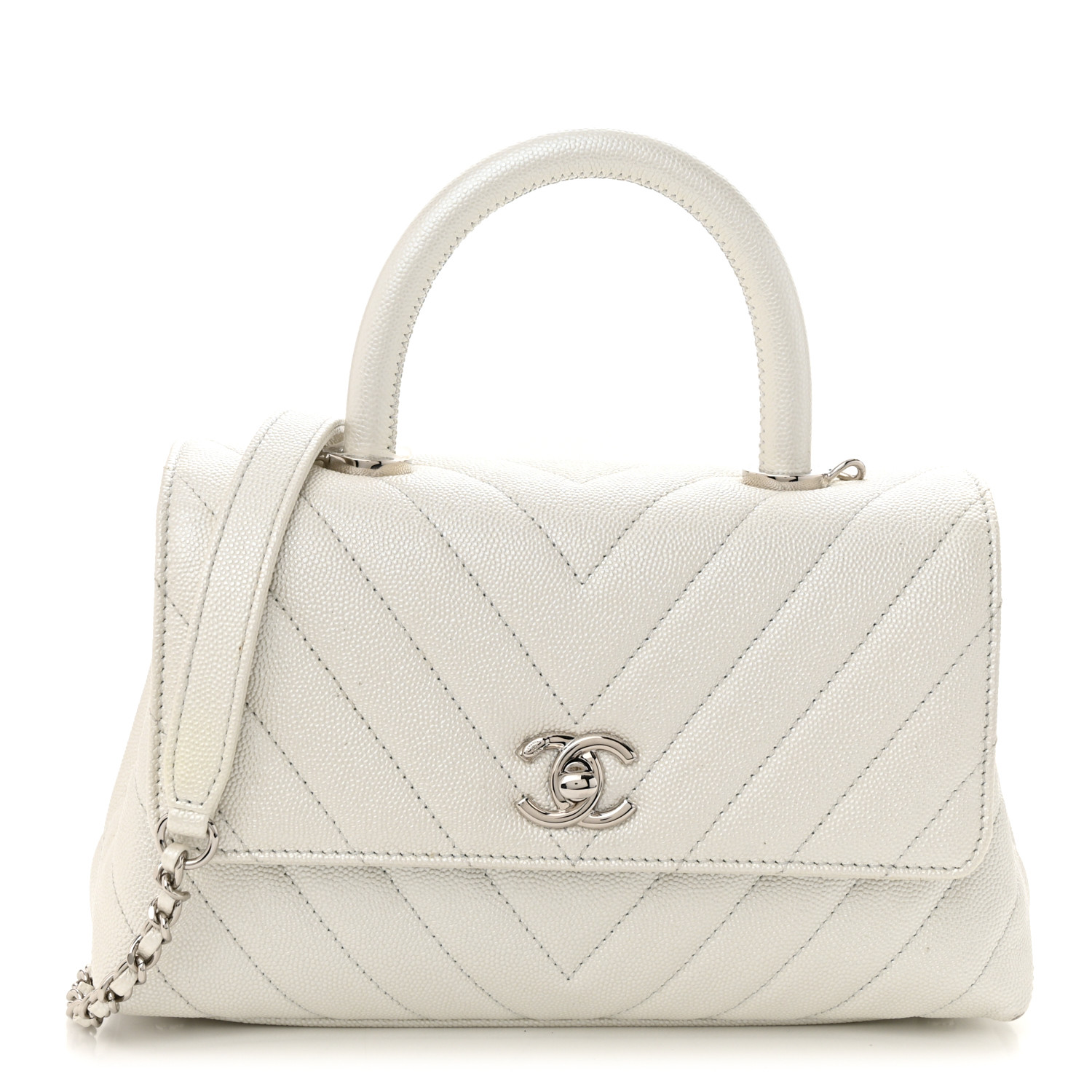 Chanel Mini Coco Handle Flap White