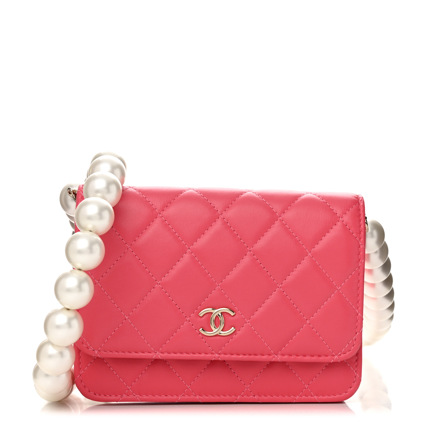 Chanel Mini Maxi Pearls Wallet On Chain WOC Pink