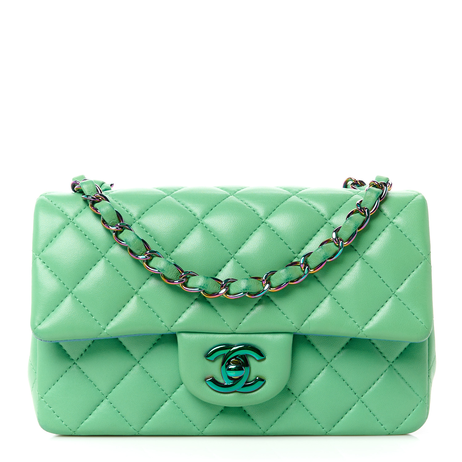 Chanel Mini Rectangular Flap Green Blue