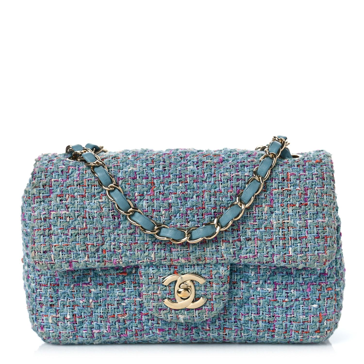 Chanel Mini Rectangular Flap Turquoise Purple White Red