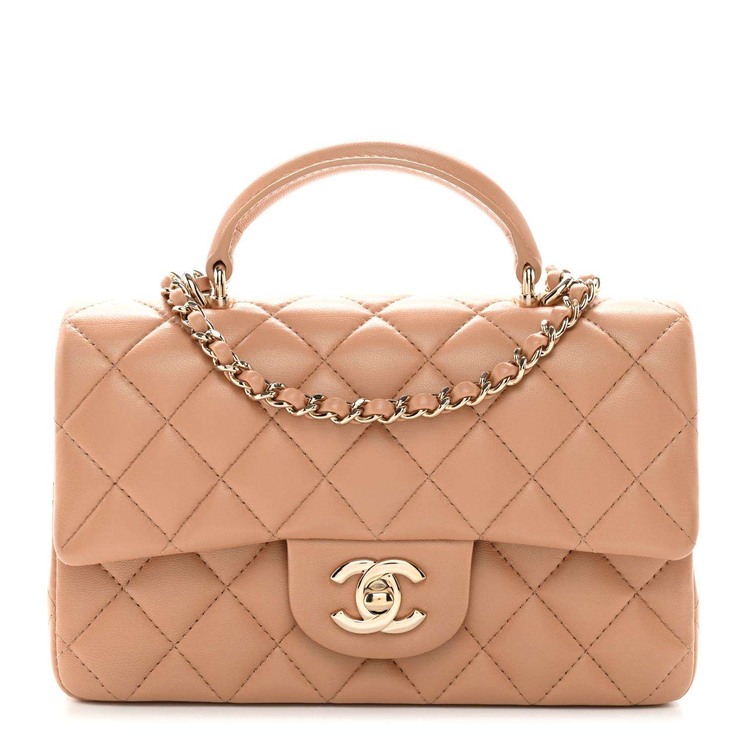 Chanel Mini Top Handle Rectangular Flap Beige