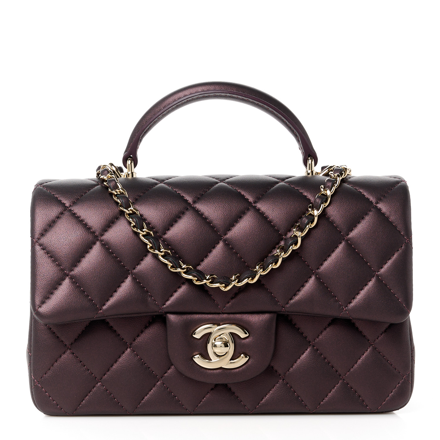 Chanel Mini Top Handle Rectangular Flap Burgundy