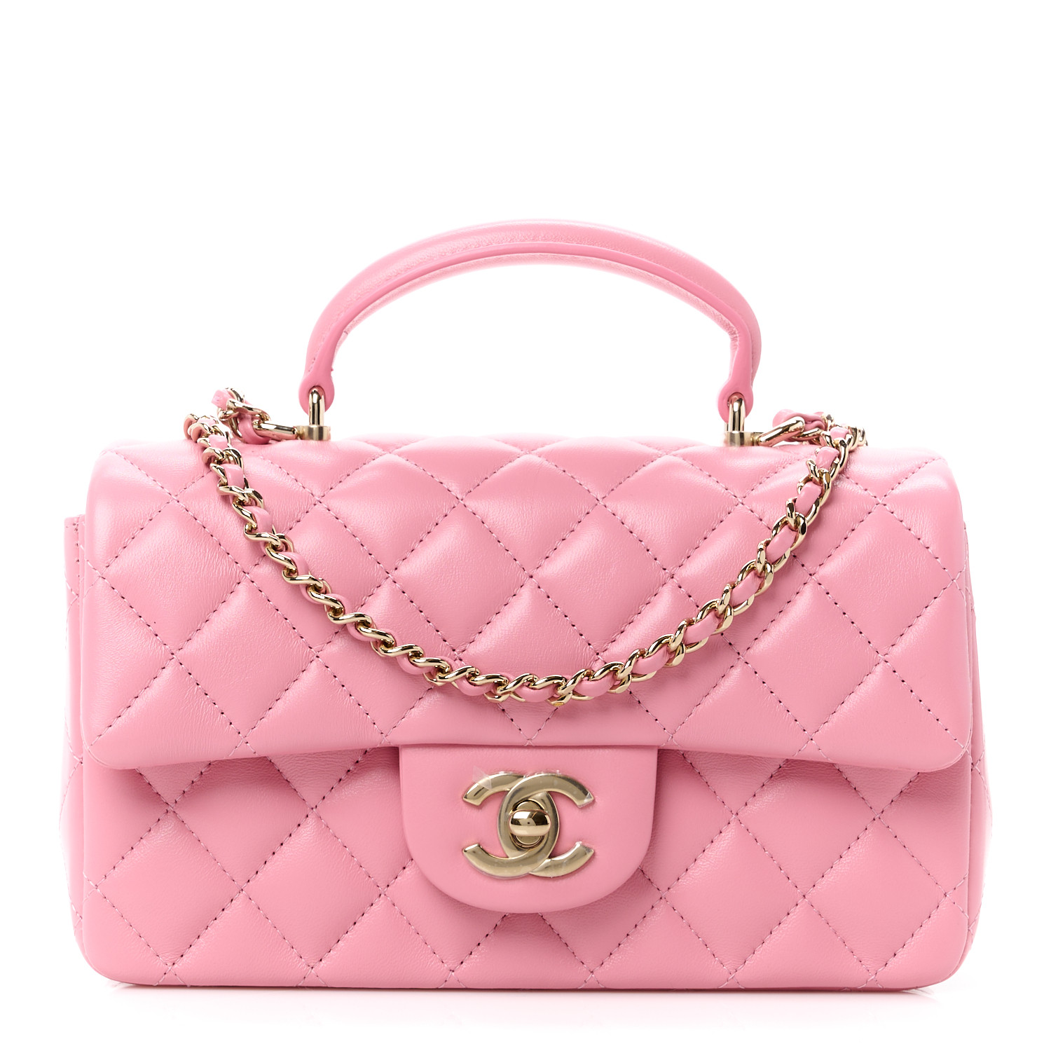 Chanel Mini Top Handle Rectangular Flap Pink