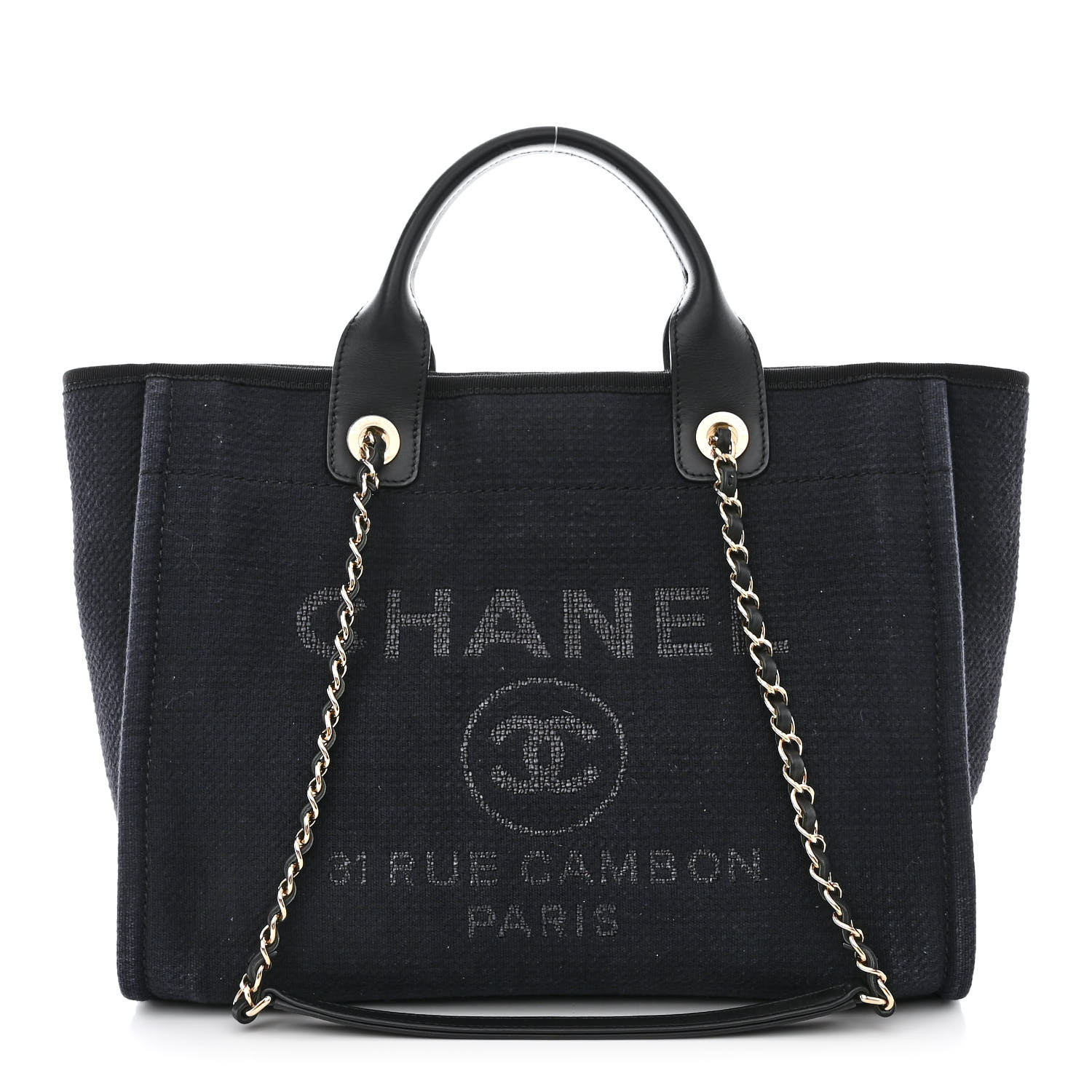 Chanel Mixed Fibers Small Deauville Tote Navy