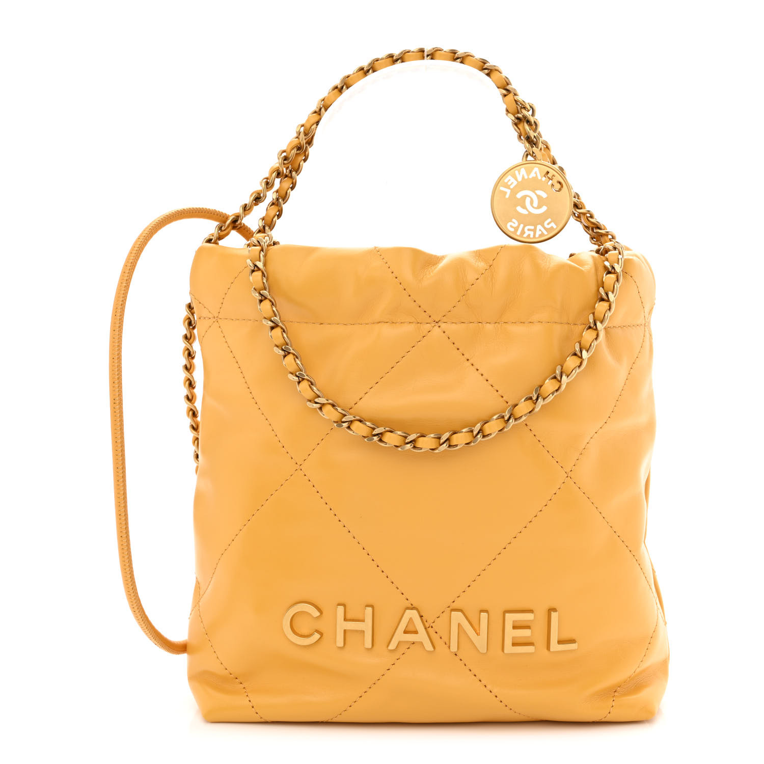 Chanel Shiny Calfskin Mini Chanel 22 Yellow