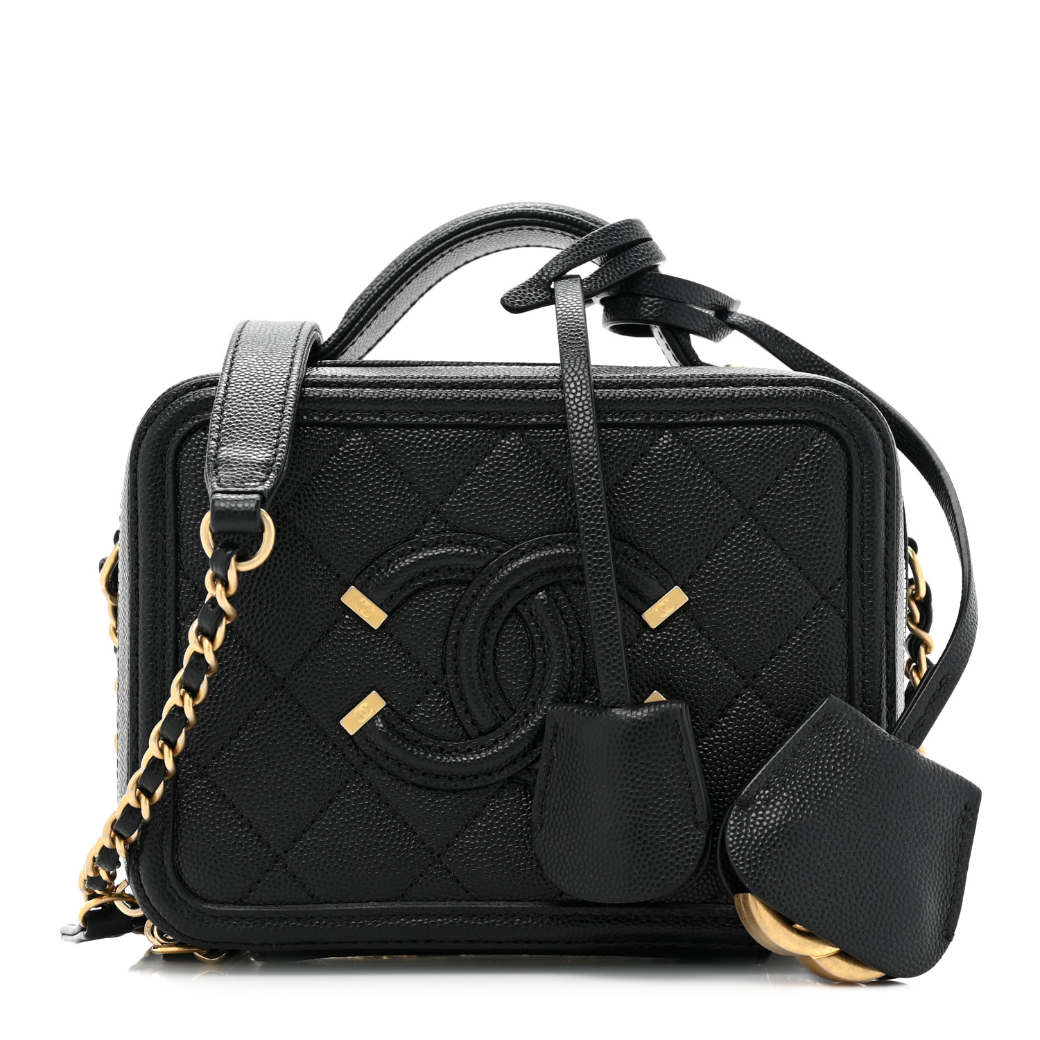 Chanel Small CC Filigree Vanity Case Black