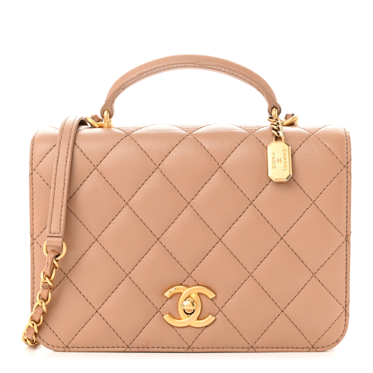 Chanel Small Top Handle Flap Beige