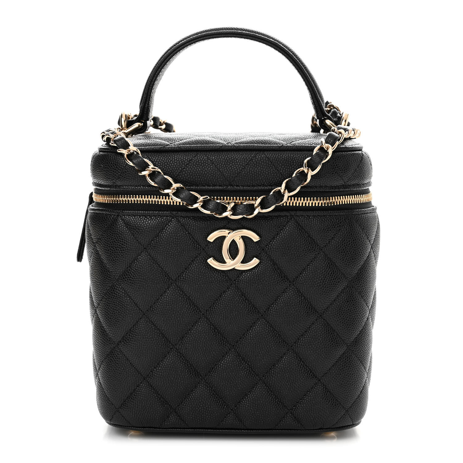 Chanel Small Top Handle Vanity Case With Chain Black