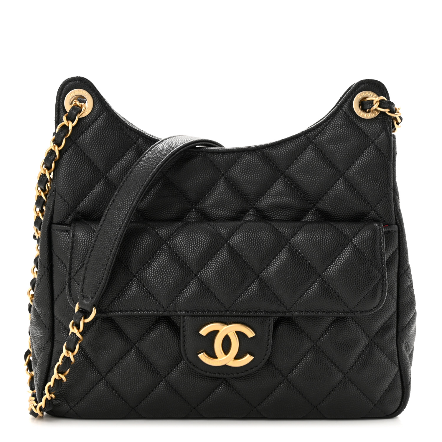 Chanel Wavy CC Hobo Black