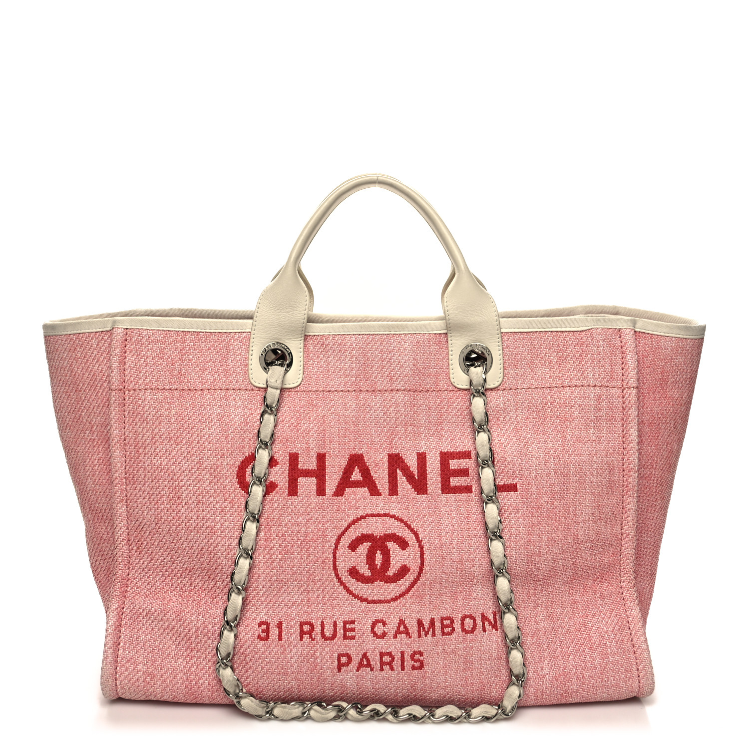 Chanel Medium Deauville Tote Pink White