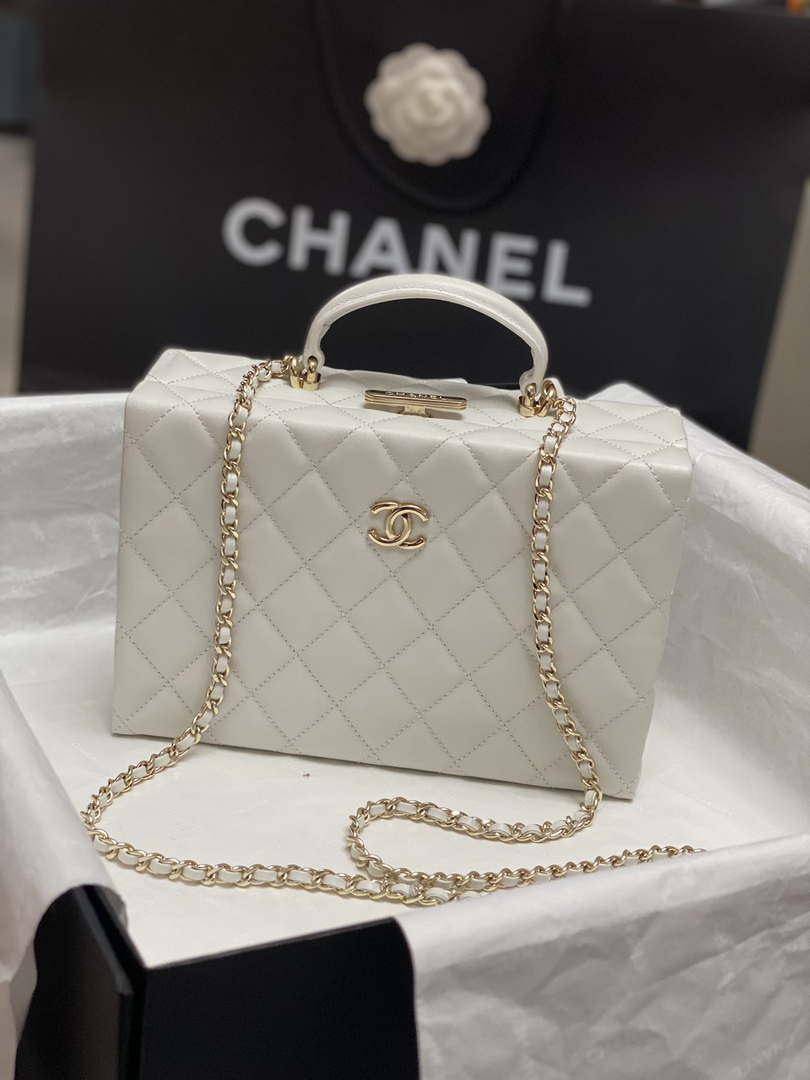 Chanel 25A AS5167 Small Box Bag Lambskin White