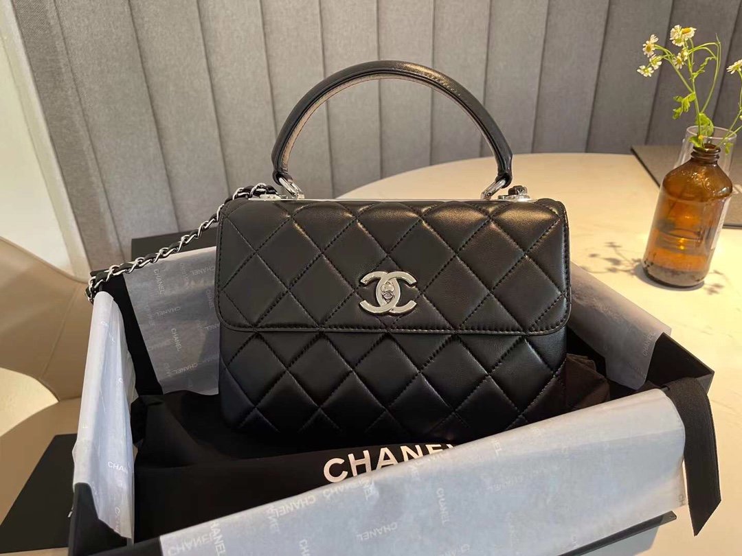 Chanel Classic Flap Bag Silver Hardware Black For Women