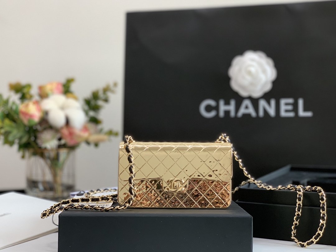 Chanel Evening Flap Small Gold Bag For Women